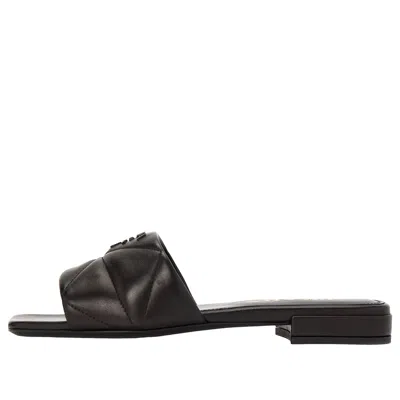 Prada Quilted Leather Logo Sandals In Black
