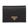 Prada Textured Wallet Cardholder Fold Over Design In Black