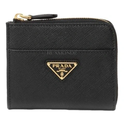 PRADA (WMNS) PRADA SS26 Small Saffino Leather Zipper Wallet 'Black'