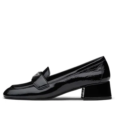 Prada (wmns)  Triangle Logo Patent Leather Shoes 'black'