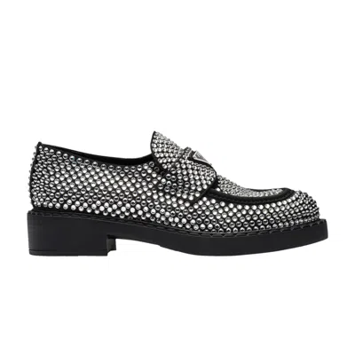 Pre-owned Prada Wmns Satin Loafer 'black Studded Crystal'