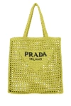 Prada Cedar-colored Crochet Tote Bag With Logo In Green