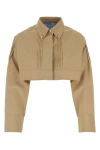 Prada Camicia In Popeline Beige Donna In Green