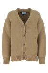 PRADA PRADA WOMAN BEIGE WOOL BLEND OVERSIZE CARDIGAN