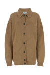 PRADA PRADA WOMAN BISCUIT CASHMERE CARDIGAN