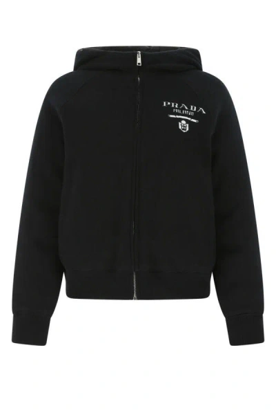 PRADA PRADA WOMEN BLACK CASHMERE BLEND DOWN JACKET