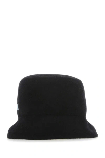 Prada Logo-embellished Shell Bucket Hat In Black