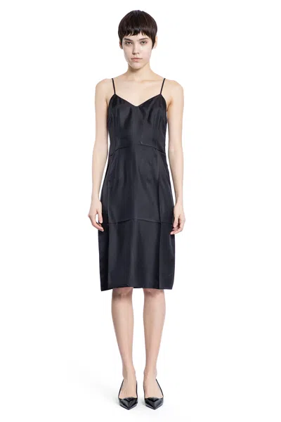 Prada Twill Dress With V-neckline And Backless Design In Black