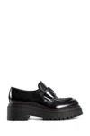Prada Chocolate Calfskin Platform Loafers In Nero