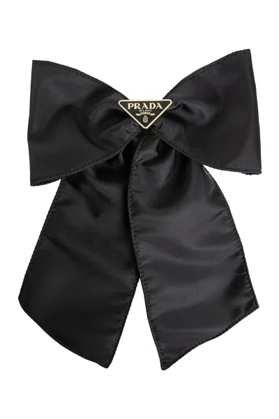 Prada Womens Black Re-nylon Brand-plaque Recycled-nylon Hair Clip