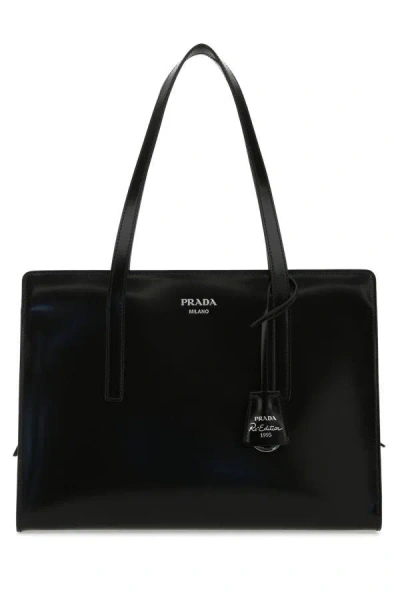 Prada Leather Re-edition 1995 Shoulder Bag In Black