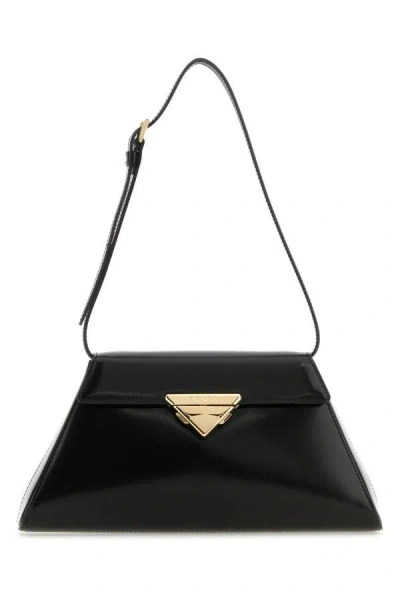 Prada Leather Shoulder Bag Adjustable Straps In Black