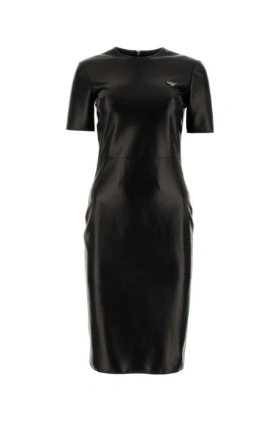 Prada Woman Black Nappa Leather Dress