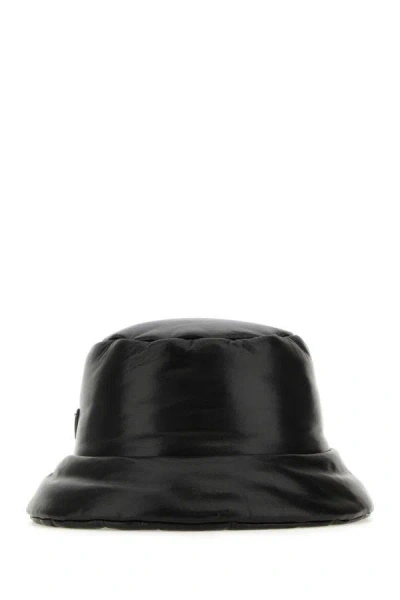 PRADA PRADA WOMAN BLACK NAPPA LEATHER PADDED HAT