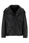 PRADA PRADA WOMAN BLACK NAPPA LEATHER PADDED JACKET