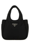 Prada Logo Plaque Padded Mini Tote Bag In Black