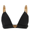 Prada Enamel Triangle-logo Triangle-cup Bra In Black