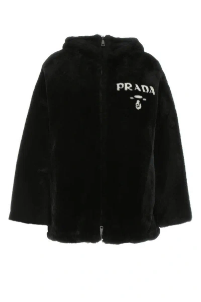 Prada Black Shearling Reversible Fur Coat Nd  Uomo 48