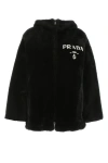 PRADA PRADA WOMAN BLACK REVERSIBLE FUR COAT