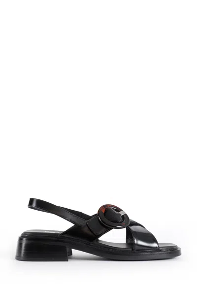 Prada Brused Leather Sandals In Black