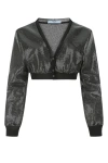 Prada Cropped Sequin-embroidered Cardigan In Black