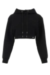 Prada Stretch Cotton Blend Sweater With Cropped Length And Hood In Black