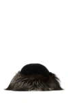 Prada Knitted Woolen Cap In Black
