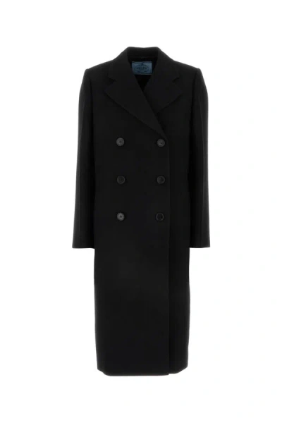 Prada Virgin Wool Coat In Black