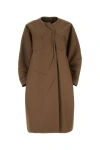 Prada Crinkled Asymmetric Mid-length Coat In Brown