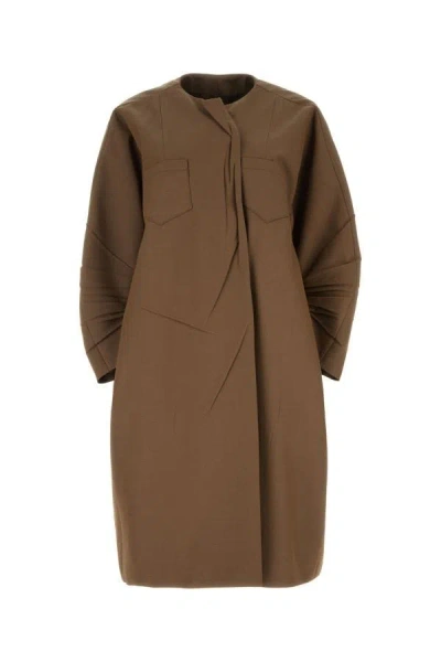 Prada Crinkled Asymmetric Mid-length Coat In Brown