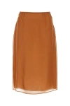 Prada Double Layer Semi-sheer Midi Skirt In Silver