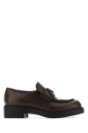 Prada Triangle-logo Leather Loafers In Brown
