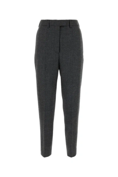 Prada Woman Dark Grey Wool Pant In Gray