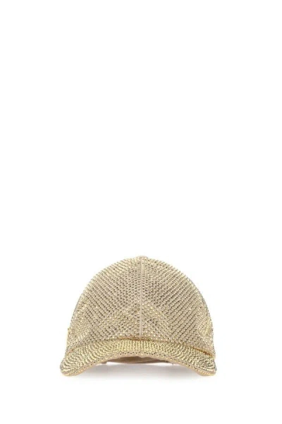 Prada Woman Embellished Duchesse Baseball Cap In Gold