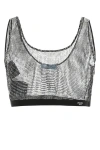 Prada Crystal-embellished Mesh Crop Top In Multicolor
