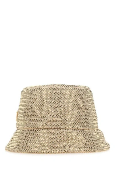 Prada Woman Embellished Viscose Blend Hat In Gold