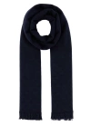 Prada Rectangular Fringed Cashmere Blend Scarf In Blue