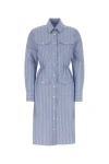 Prada Embroidered Shirt Dress With Pockets And Cinched Waist In Multicolor