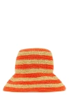 Prada Striped Raffia Bucket Hat In Multicolor