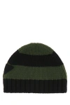 Prada Green Black Striped Beanie Hat In Multicolor