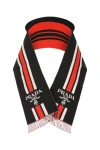 Prada Black Embroidered Wool Scarf In Multicolor