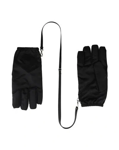 Prada Woman Gloves Black Size 6 Recycled Polyamide, Econyl, Calfskin