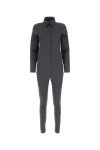 Prada Collared Long-sleeve Skinny-leg Jumpsuit In Gray