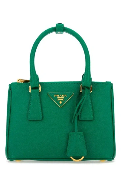 Prada Woman Grass Green Leather Handbag