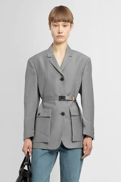 Prada Woman Grey Blazers In Gray