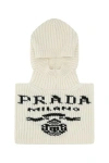 Prada Women's Ivory Cashmere Balaclava In White