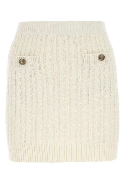 PRADA PRADA WOMAN IVORY COTTON BLEND MINI SKIRT