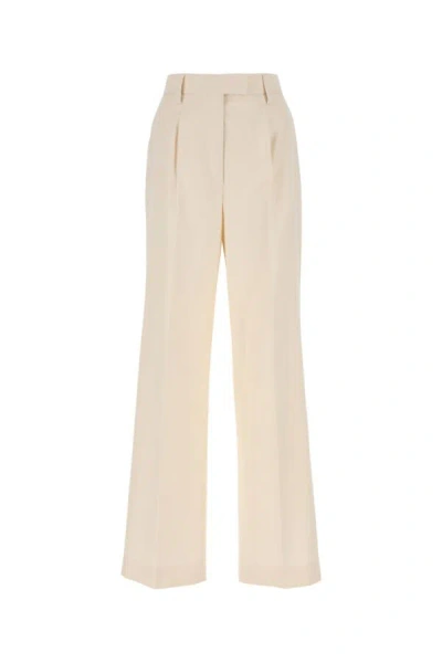 Prada Ivory Cotton Wide-leg Pant In Yellow