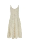 Prada Lace Overlay A-line Silhouette Midi Dress In White