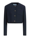 Prada Womens Blue Single-breasted Tricotine-weave Wool Jacket In Navy Blue